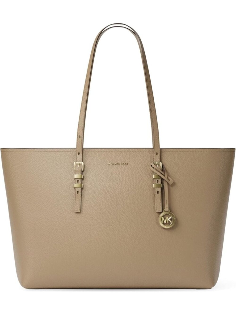 Women’s Gold-tone Hardware/Pebble Leather/Husk   Imported Large Quinn Top-Zip To